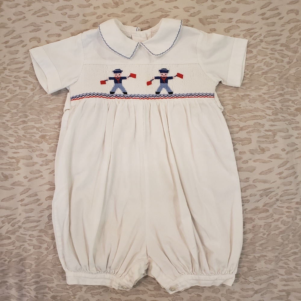 VIVE LA FETE Smocked Sailor Bubble 12M